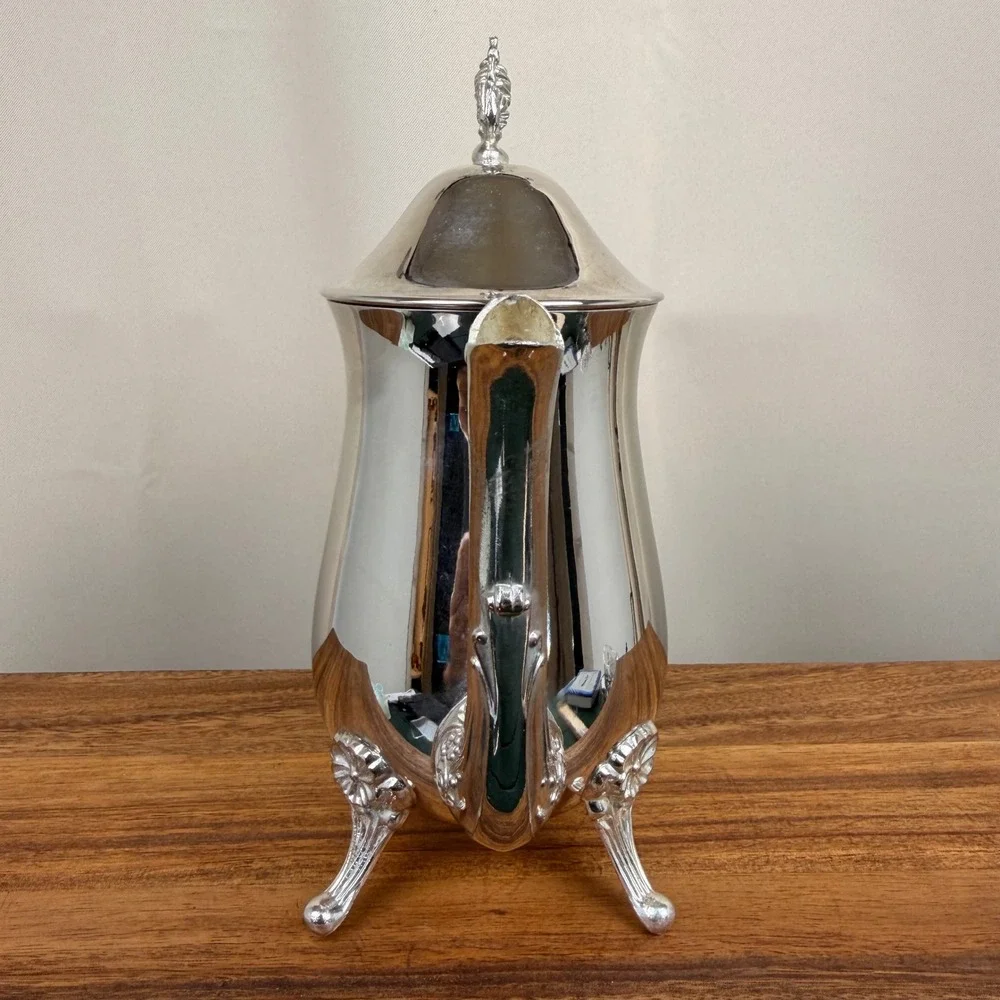 International Silver Company Silverplated Footed Coffee Pot Floral Tea Carafe